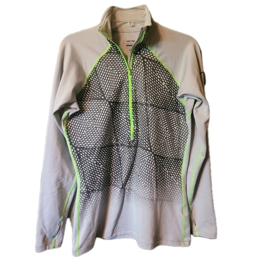 Nike Jacket Women's XL Half-Zip Pullover Neon Green Trim Activewear Running